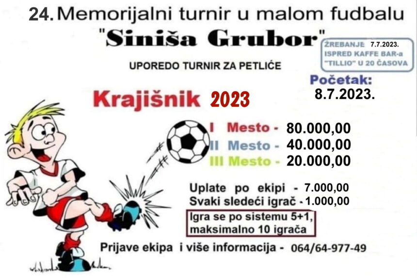 24. Memorijalni turnir u malom fudbalu “Siniša Grubor” Krajišnik
