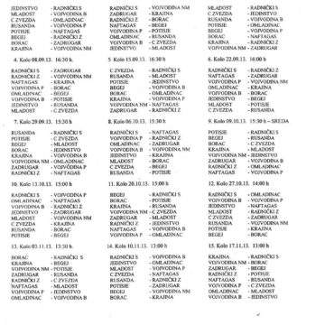Raspored takmičenja – Liga B FSG Zrenjanin