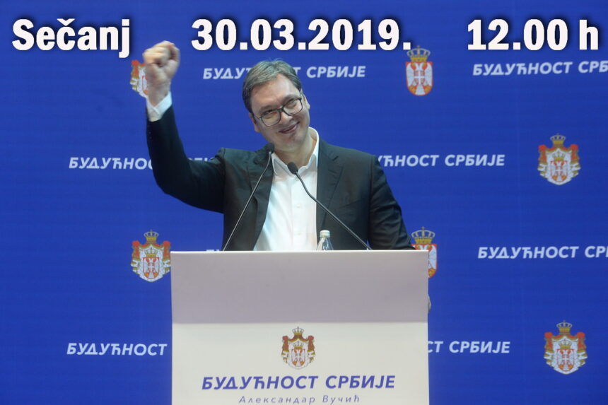 Predsednik Srbije Aleksandar Vučić u Sečnju